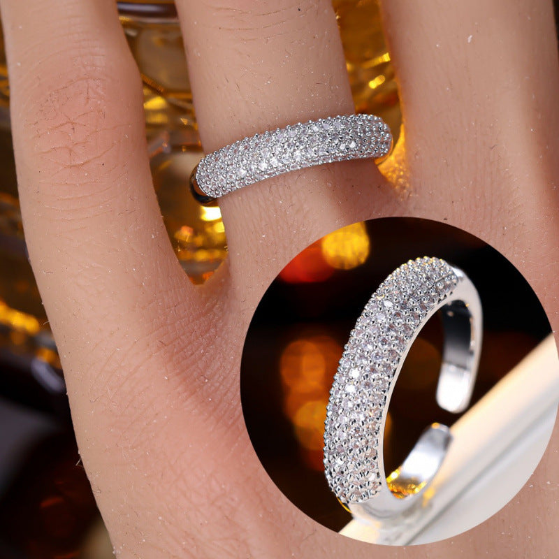 Sweet Style Women's Copper Ring With Electroplated Gold Plating And Rhinestone Inlay, 1 Piece