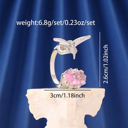 Vintage Style Hummingbird Ring For Women In Electroplated Copper, Perfect For Autumn And Winter