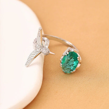 Vintage Style Hummingbird Ring For Women In Electroplated Copper, Perfect For Autumn And Winter