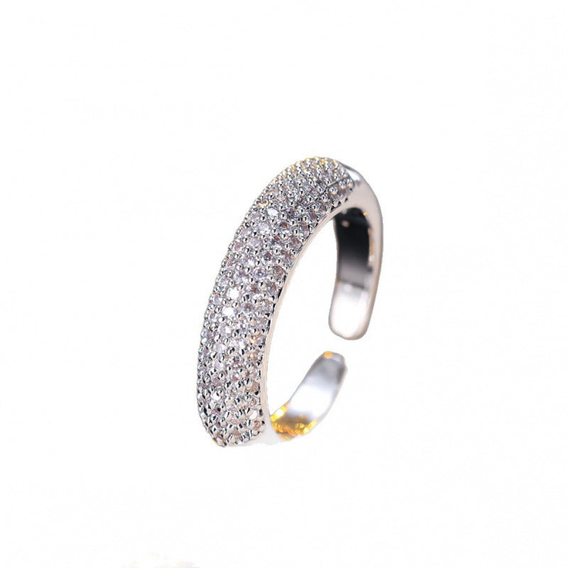 Sweet Style Women's Copper Ring With Electroplated Gold Plating And Rhinestone Inlay, 1 Piece