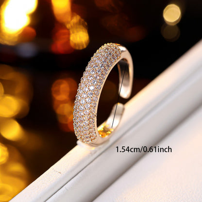 Sweet Style Women's Copper Ring With Electroplated Gold Plating And Rhinestone Inlay, 1 Piece