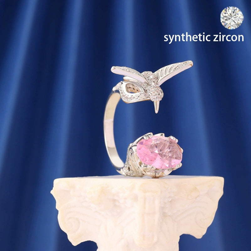 Vintage Style Hummingbird Ring For Women In Electroplated Copper, Perfect For Autumn And Winter