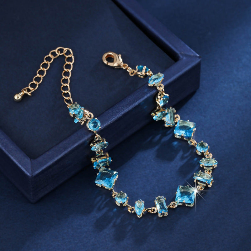 Sweet Irregular Copper Bracelet For Women With Zircon Inlay, Stylish And Elegant Jewelry Accessory