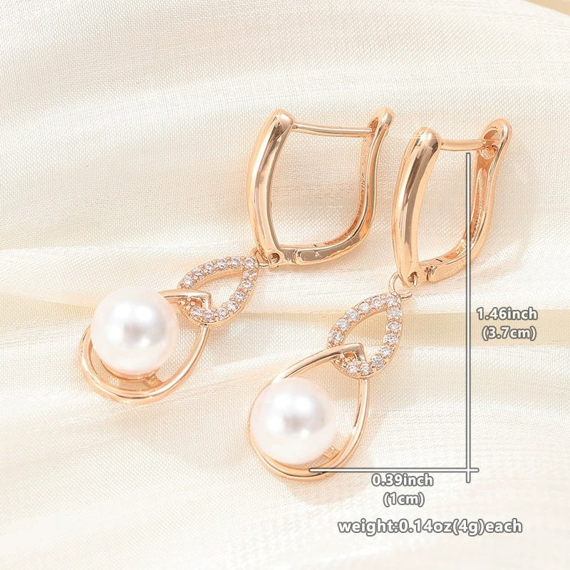 U Shape Ear Hook Stud Earrings For Women Featuring Electroplated Finish And Copper Ear Pins With Artificial Pearl Inlay
