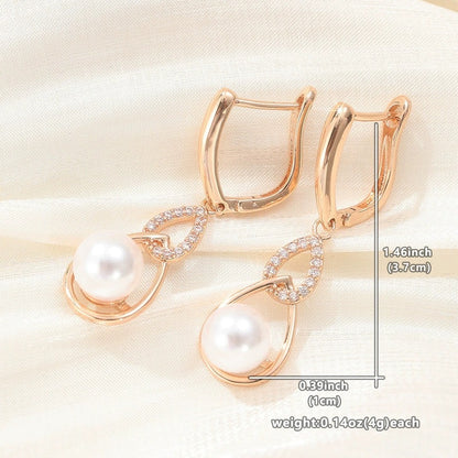 U Shape Ear Hook Stud Earrings For Women Featuring Electroplated Finish And Copper Ear Pins With Artificial Pearl Inlay
