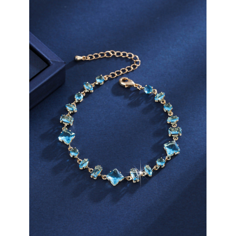 Sweet Irregular Copper Bracelet For Women With Zircon Inlay, Stylish And Elegant Jewelry Accessory