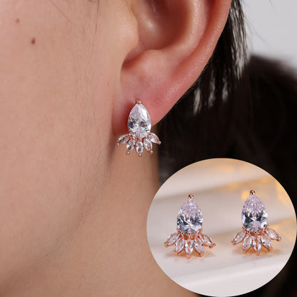 For Women Irregular Gold Stud Earrings Made With Copper Featuring Zircon Inlay