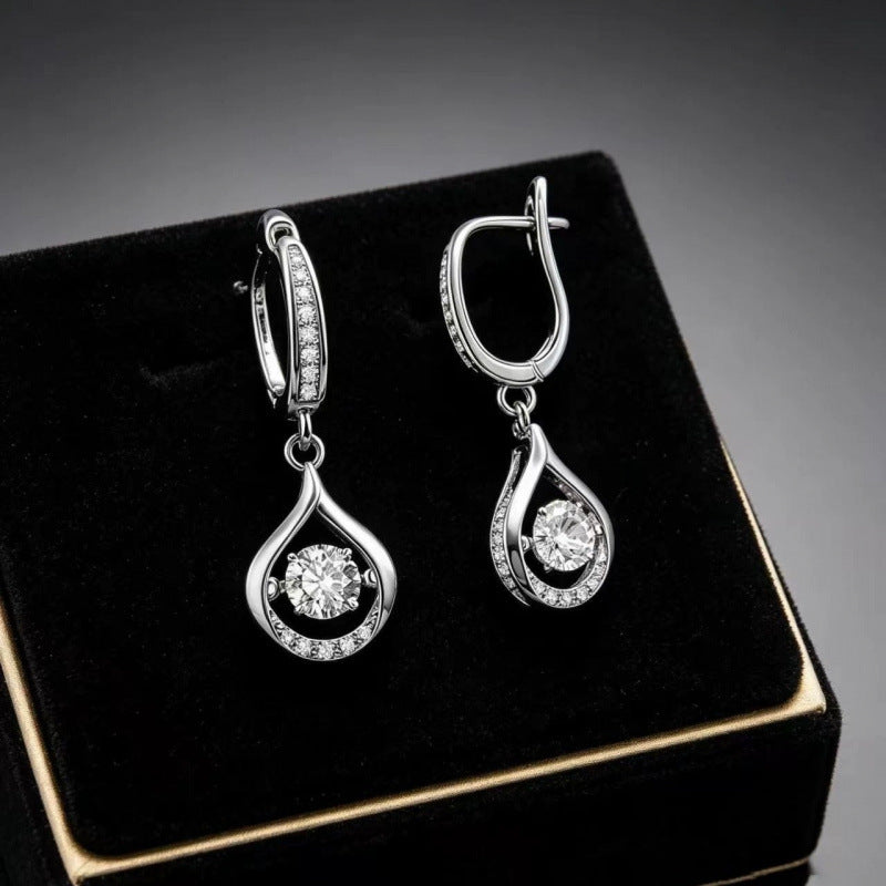 Gold Flowers Earrings For Women With Copper Studs And Rhinestone Inlay, Elegant Floral Design