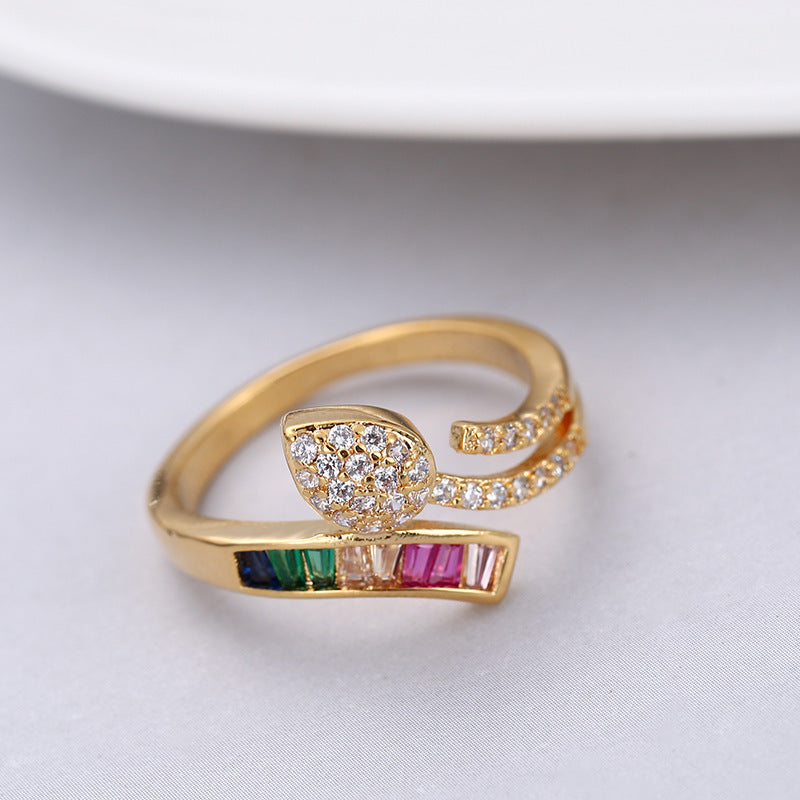 Simple Style Bow Tie Ring For Women In Electroplated Copper With Rhinestone Inlay