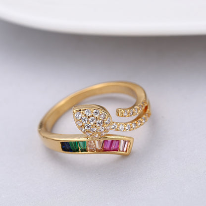 Simple Style Bow Tie Ring For Women In Electroplated Copper With Rhinestone Inlay