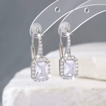 Geometric Earrings For Women Featuring Copper With Zircon Inlay And 925 Sterling Silver Studs In Bezel Setting