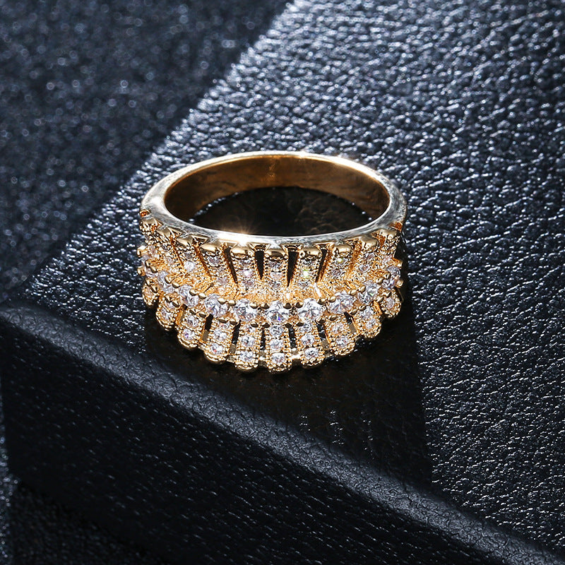 Gold Electroplated Copper Bangle With Rhinestone Inlay, Elegant Daily Wear Jewelry