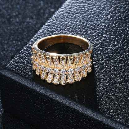 Gold Electroplated Copper Bangle With Rhinestone Inlay, Elegant Daily Wear Jewelry
