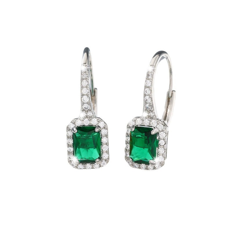 Geometric Earrings For Women Featuring Copper With Zircon Inlay And 925 Sterling Silver Studs In Bezel Setting