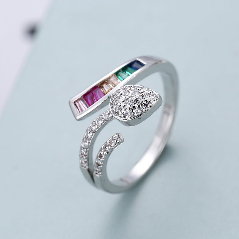 Simple Style Bow Tie Ring For Women In Electroplated Copper With Rhinestone Inlay