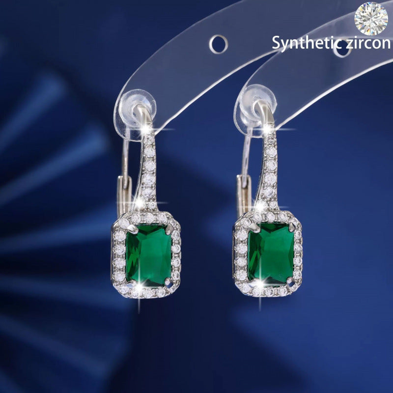 Geometric Earrings For Women Featuring Copper With Zircon Inlay And 925 Sterling Silver Studs In Bezel Setting