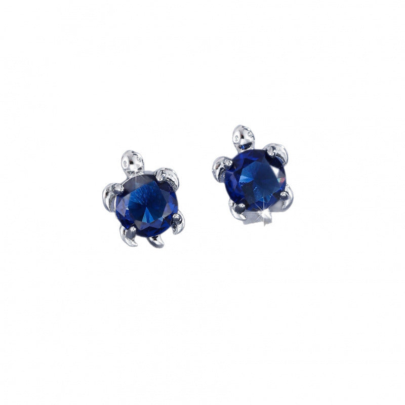 Cute Tortoise Stud Earrings For Women In Gold Copper With Zircon Inlay