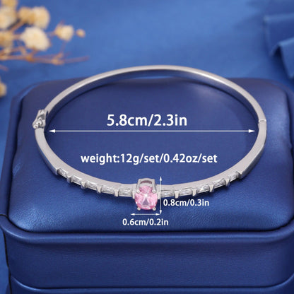 Irregular Inlay Zircon Copper Bangle For Women With Electroplated Gold Plating Process