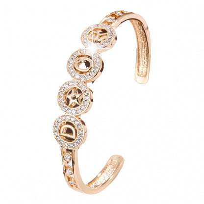 Simple Style Letter Bangle In Gold Electroplated Copper, 1 PCS Package