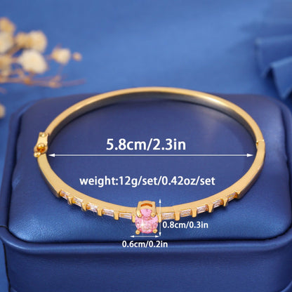 Irregular Inlay Zircon Copper Bangle For Women With Electroplated Gold Plating Process