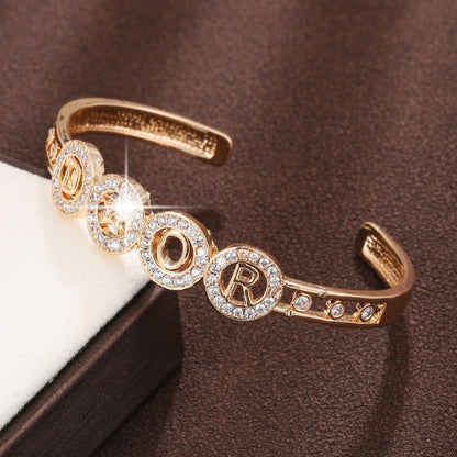 Simple Style Letter Bangle In Gold Electroplated Copper, 1 PCS Package