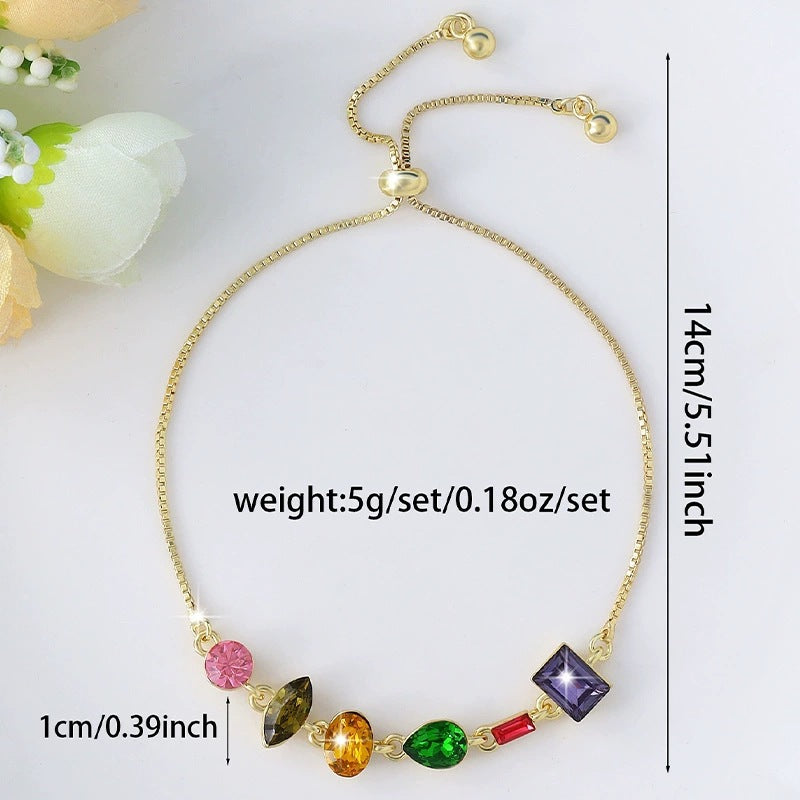 Irregular Copper Slider Chain Bracelet For Women In Multicolor