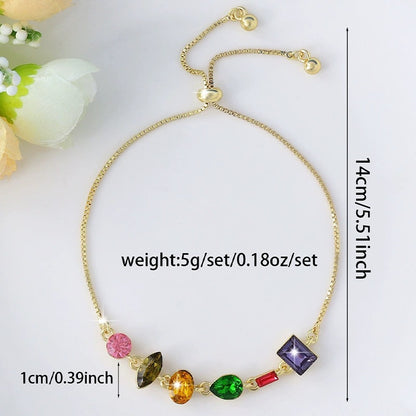 Irregular Copper Slider Chain Bracelet For Women In Multicolor