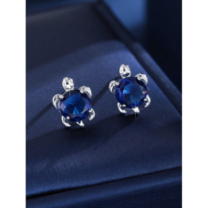 Cute Tortoise Stud Earrings For Women In Gold Copper With Zircon Inlay