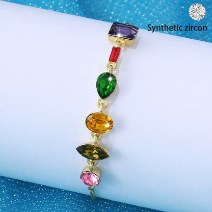 Irregular Copper Slider Chain Bracelet For Women In Multicolor