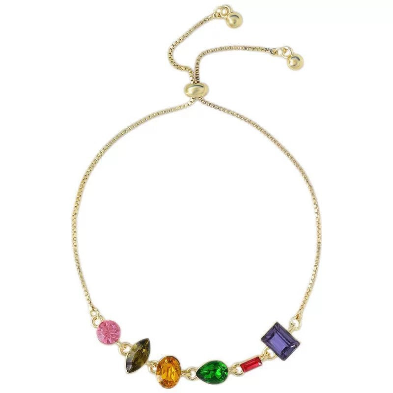 Irregular Copper Slider Chain Bracelet For Women In Multicolor