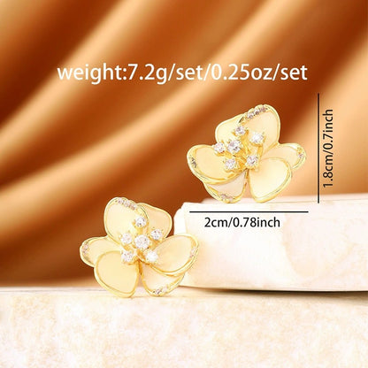 Flowers Stud Earrings For Women In Copper Featuring Design