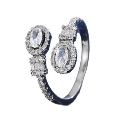 Oval Open Ring For Women In Copper With Zircon Inlay, Available In Gold