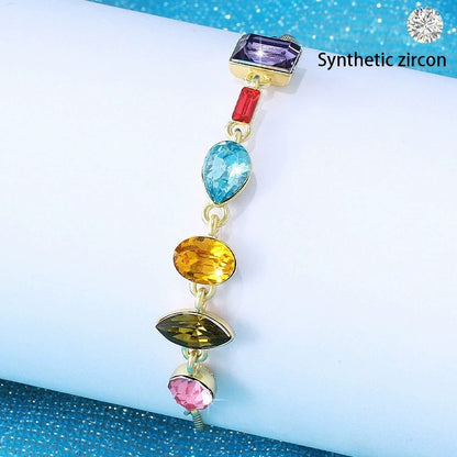 Irregular Copper Slider Chain Bracelet For Women In Multicolor