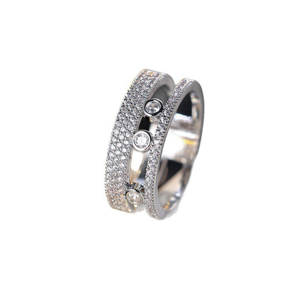 Round Electroplated Copper Ring For Women With Zircon Inlay In Gold Color