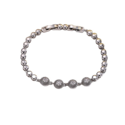 Simple Style Flowers Bracelet For Women In Electroplated Copper With Zircon Inlay