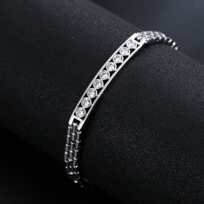Gold Electroplated Copper Bangle With Rhinestone Inlay, 1 PCS Package