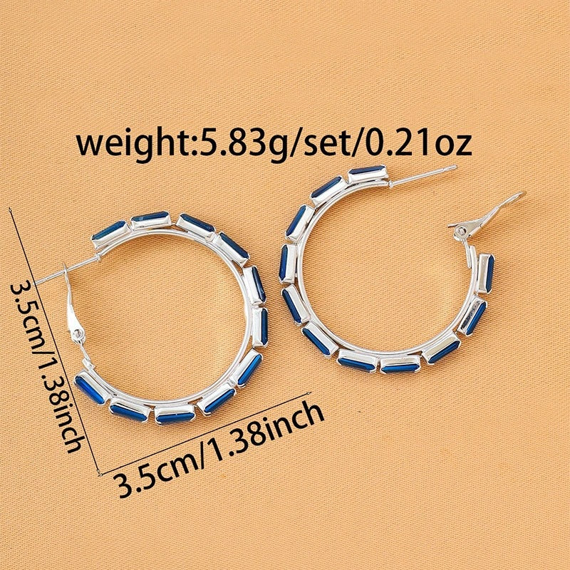 Bohemian Geometric Earrings For Women, Copper Ear Studs With Electroplated Finish And Zircon Inlay