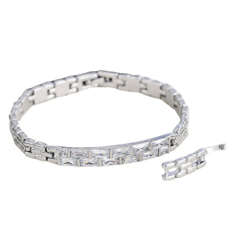 Copper Bangle With Zircon Inlay, Electroplated Gold Plating, 1 PCS Package
