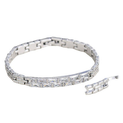 Copper Bangle With Zircon Inlay, Electroplated Gold Plating, 1 PCS Package