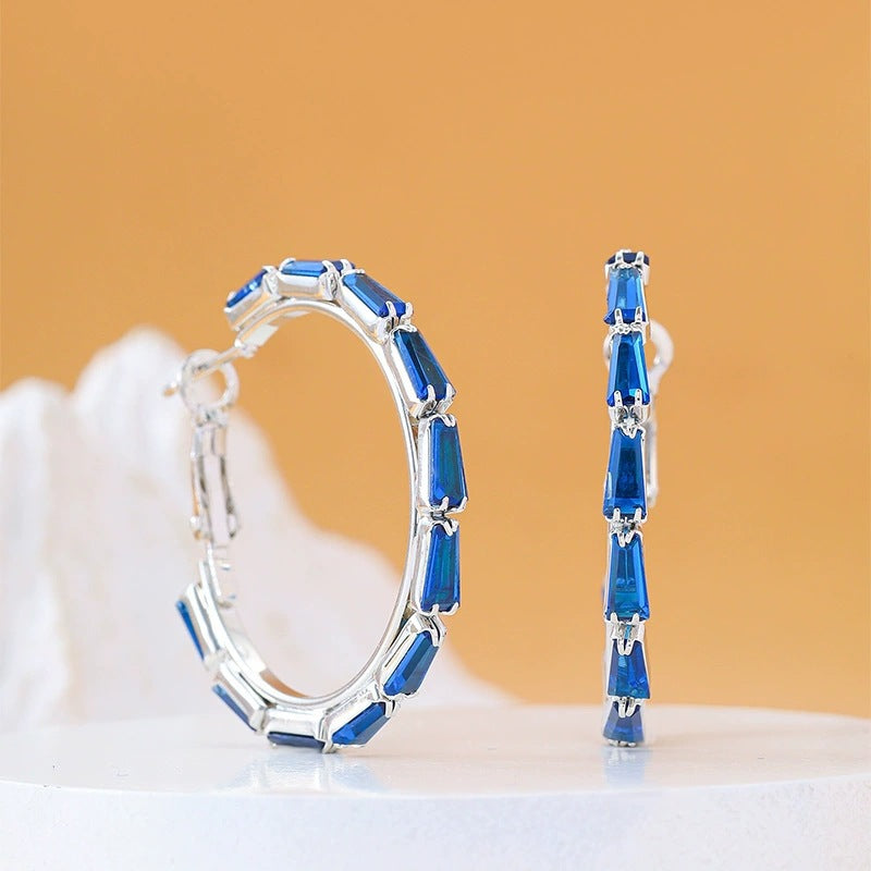Bohemian Geometric Earrings For Women, Copper Ear Studs With Electroplated Finish And Zircon Inlay