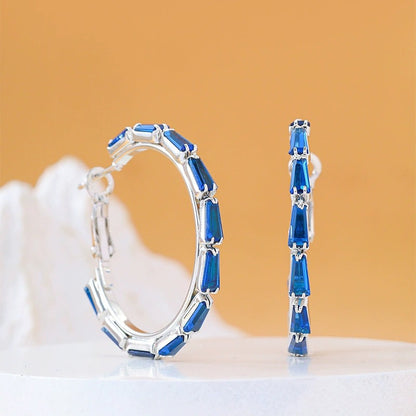 Bohemian Geometric Earrings For Women, Copper Ear Studs With Electroplated Finish And Zircon Inlay
