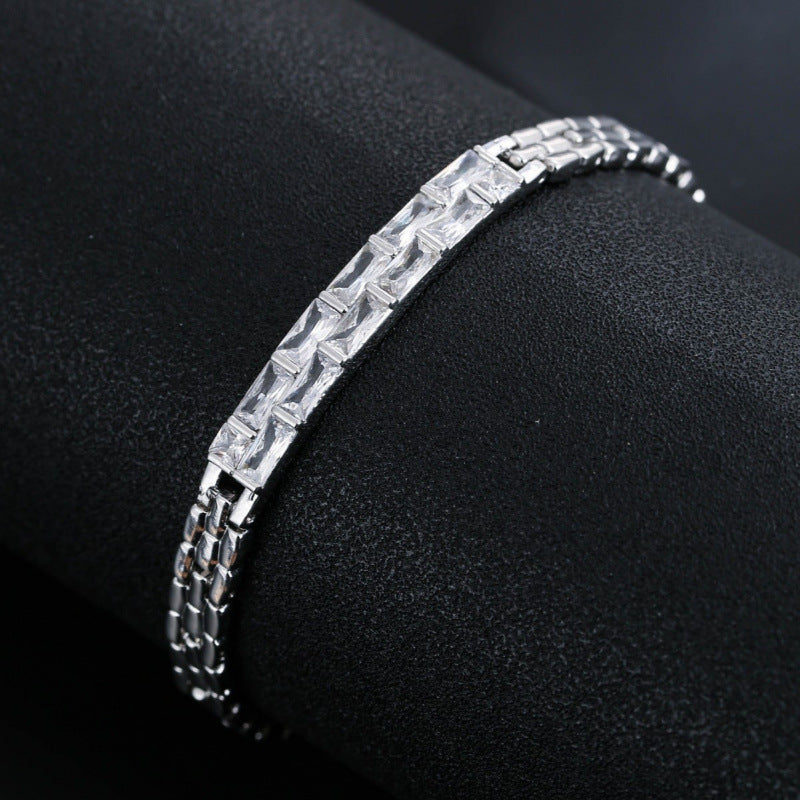 Copper Bangle With Zircon Inlay, Electroplated Gold Plating, 1 PCS Package