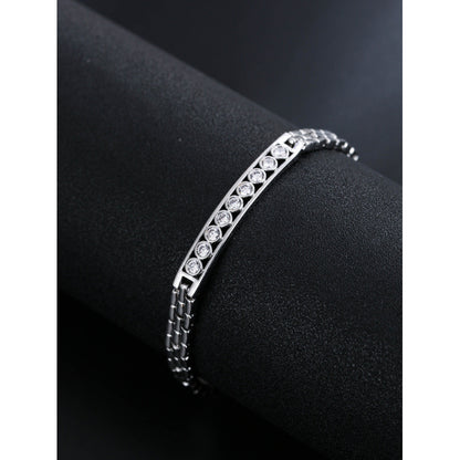 Gold Electroplated Copper Bangle With Rhinestone Inlay, 1 PCS Package