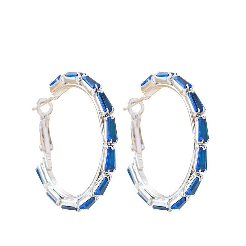 Bohemian Geometric Earrings For Women, Copper Ear Studs With Electroplated Finish And Zircon Inlay