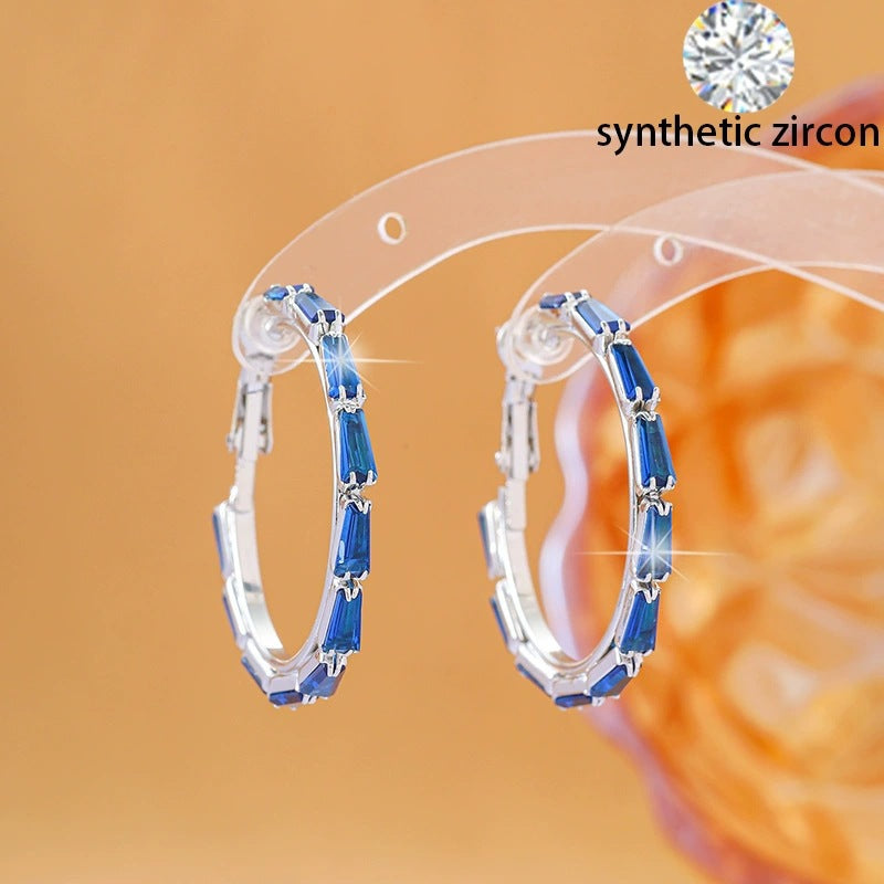 Bohemian Geometric Earrings For Women, Copper Ear Studs With Electroplated Finish And Zircon Inlay