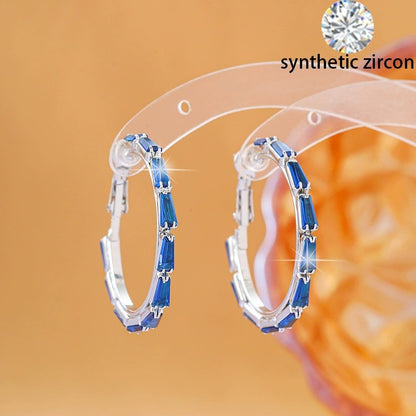 Bohemian Geometric Earrings For Women, Copper Ear Studs With Electroplated Finish And Zircon Inlay
