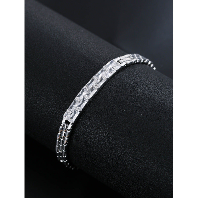 Copper Bangle With Zircon Inlay, Electroplated Gold Plating, 1 PCS Package