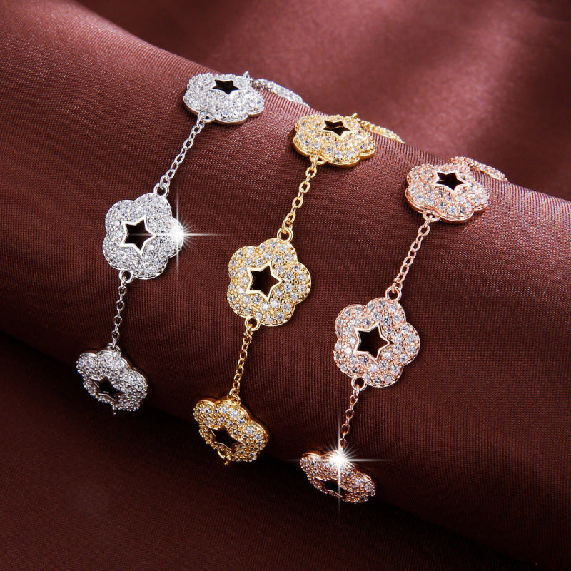 Star Bracelet For Women In Electroplated Copper With Zircon Inlay