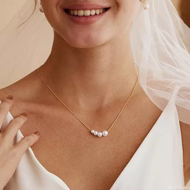 Pearl Long Necklace For Women With Copper Cable Chain And Freshwater Imitation Pearl Pendant