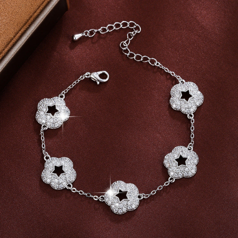Star Bracelet For Women In Electroplated Copper With Zircon Inlay